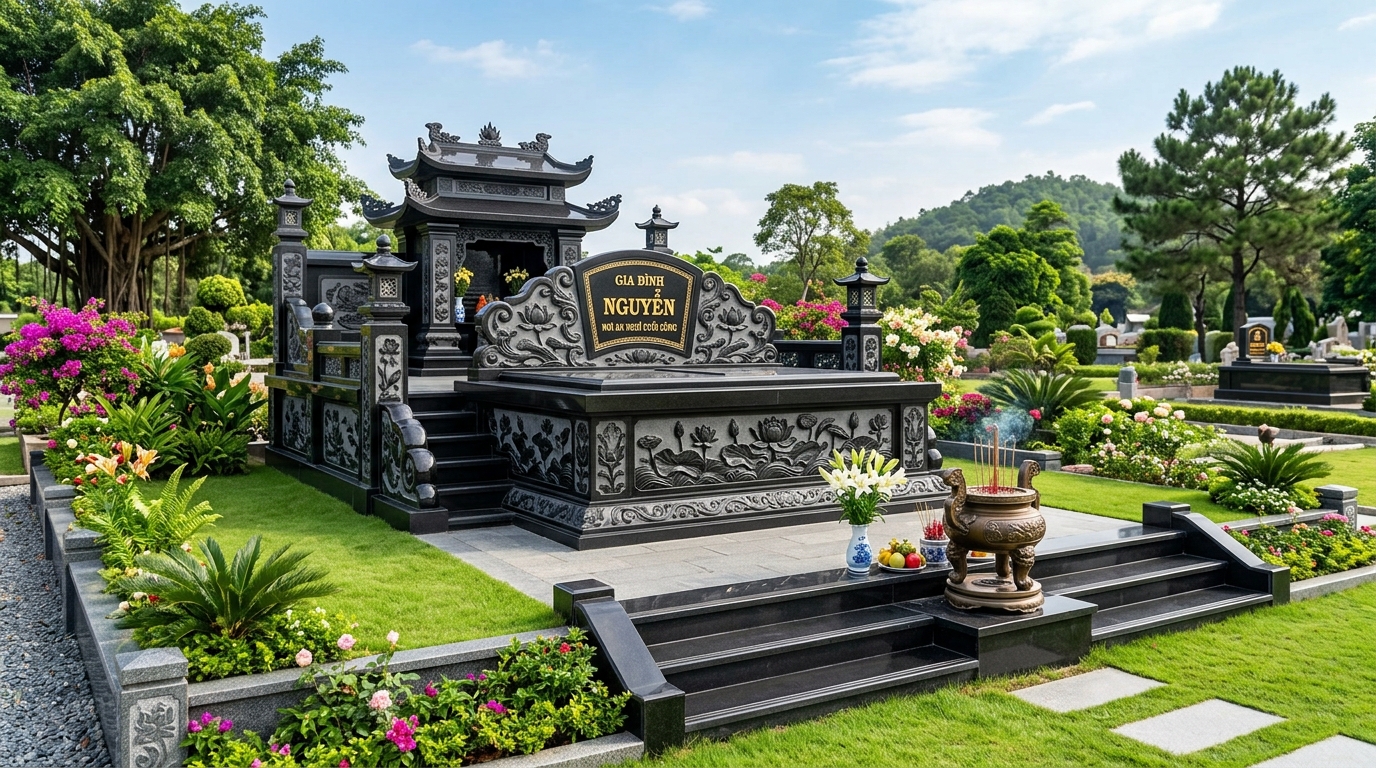 Khuôn viên Mộ Gia Tộc Đá Granite Tự Nhiên